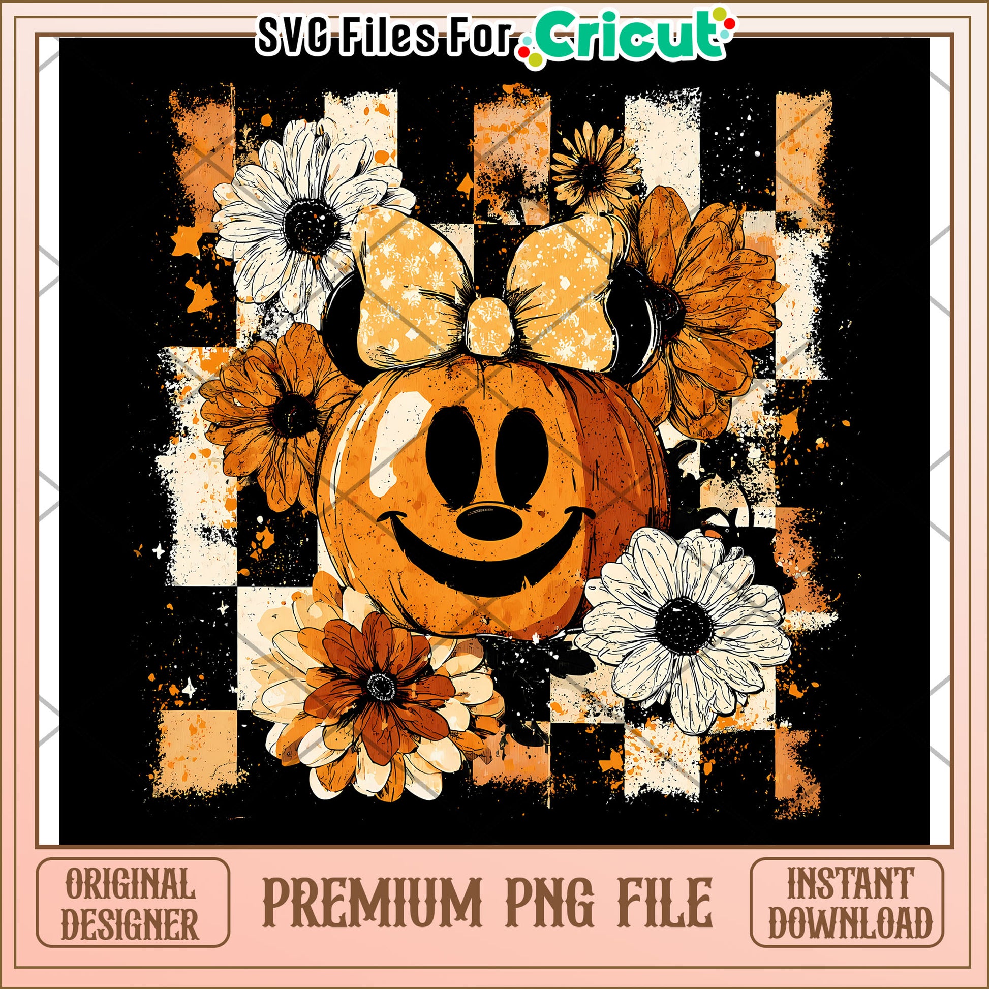 Floral Fall Pumpkin minnie png, halloween costumes​ png, halloween desigin png