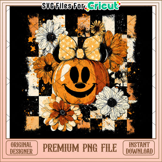 Floral Fall Pumpkin minnie png, halloween costumes​ png, halloween desigin png