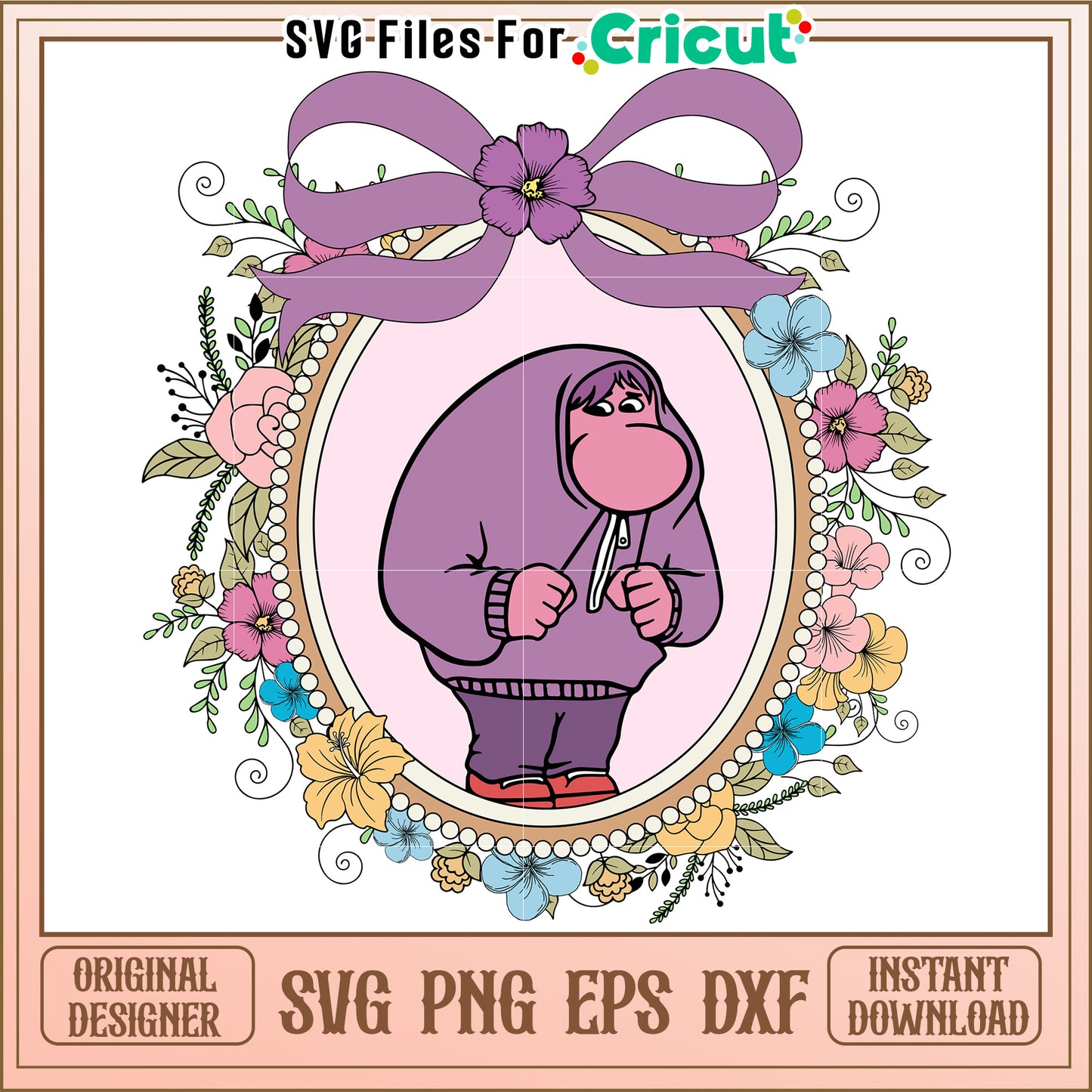Floral Frame Cute Boy SVG PNG EPS DXF