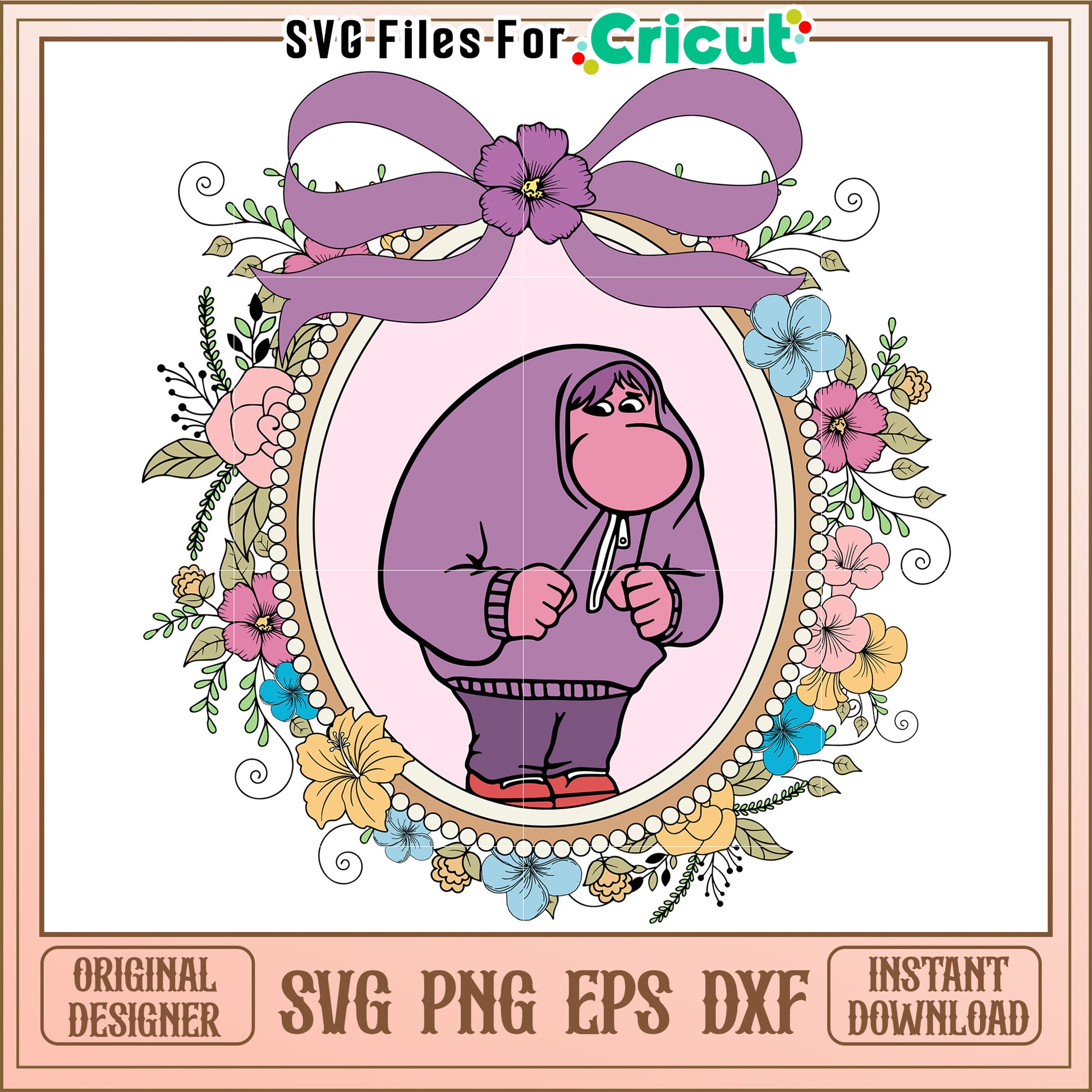 Floral Frame Cute Boy SVG PNG EPS DXF