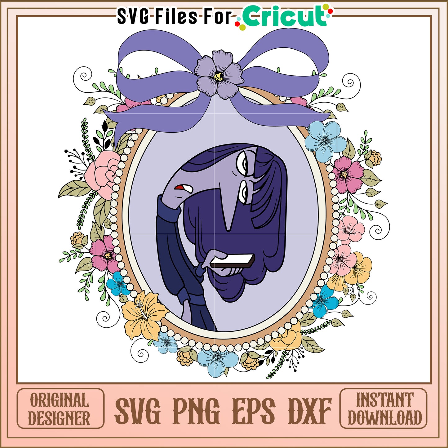 Floral Frame Woman SVG Cricut PNG EPS DXF