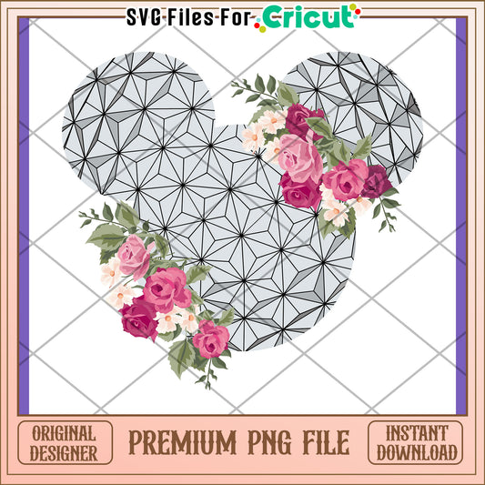 Floral Mickey Mouse PNG Design for Crafts and DIY