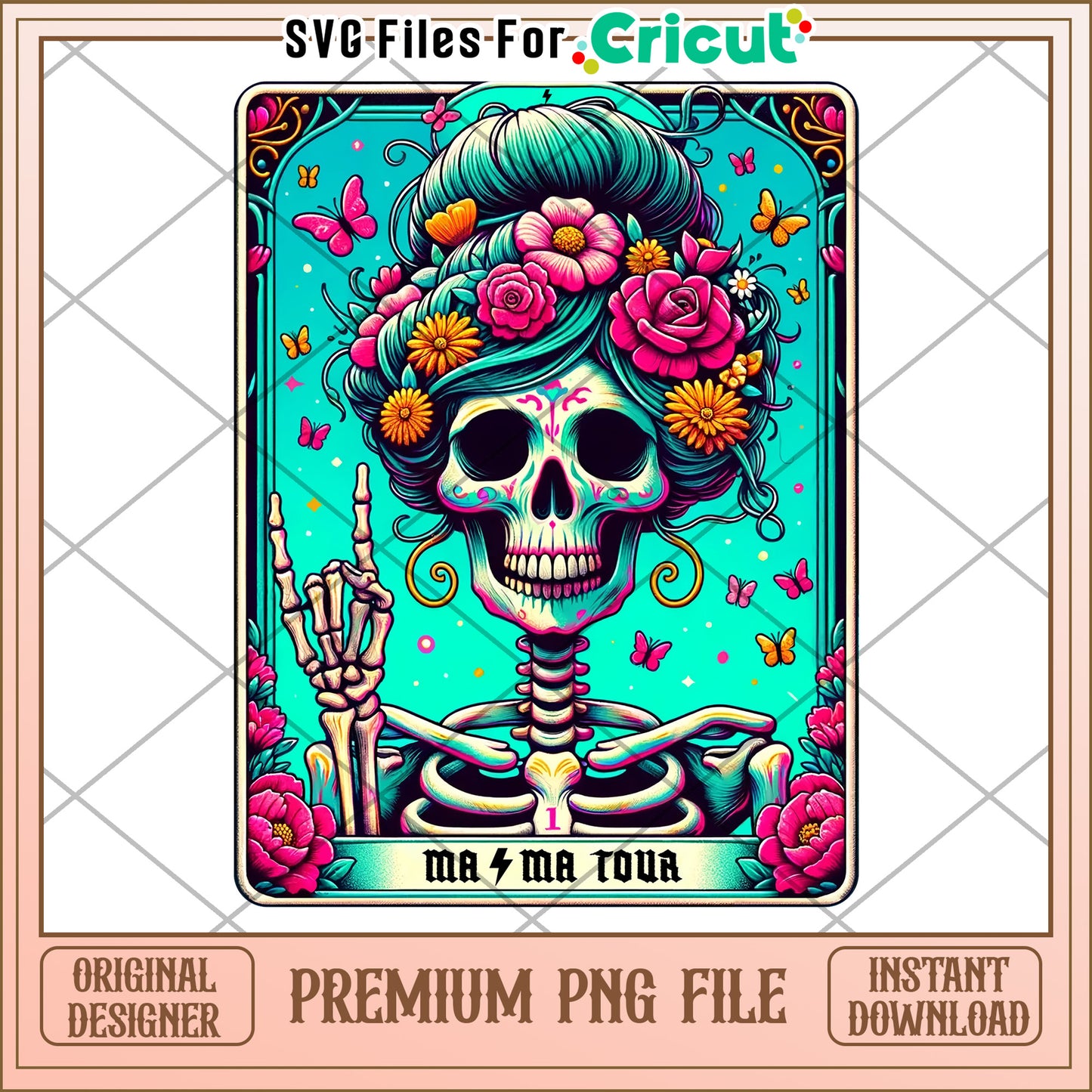 Floral Sugar Skull PNG Cricut Design