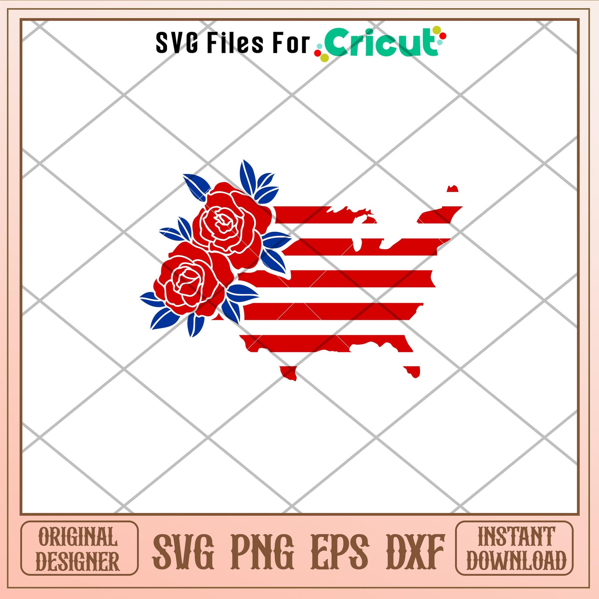 Floral USA Map, Floral USA Map Svg