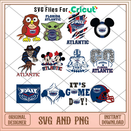 Florida Atlantic Disney svg, Florida Atlantic svg bundle, NCAA svg