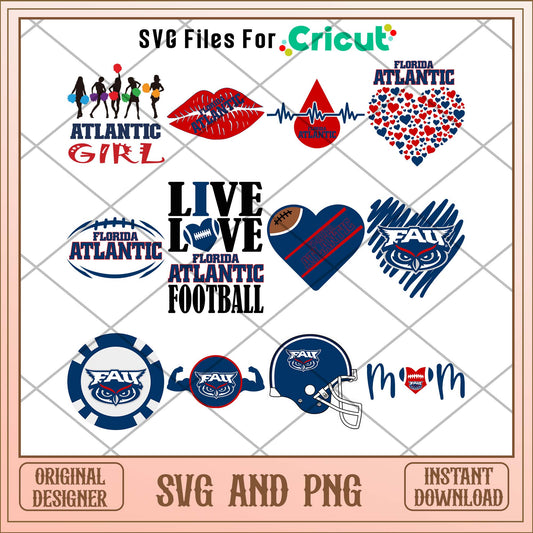Florida Atlantic heart svg, Florida Atlantic svg bundle, NCAA svg