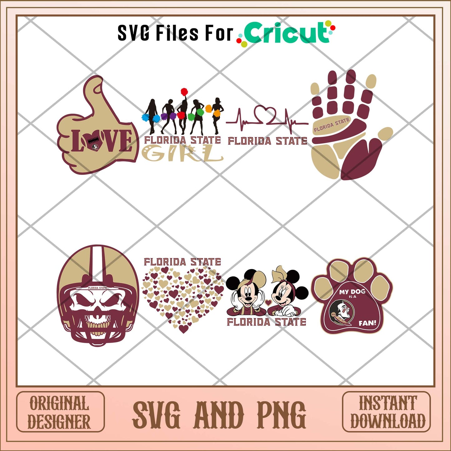 Florida State seminoles heart svg, Florida seminoles svg bundle, NCAA svg