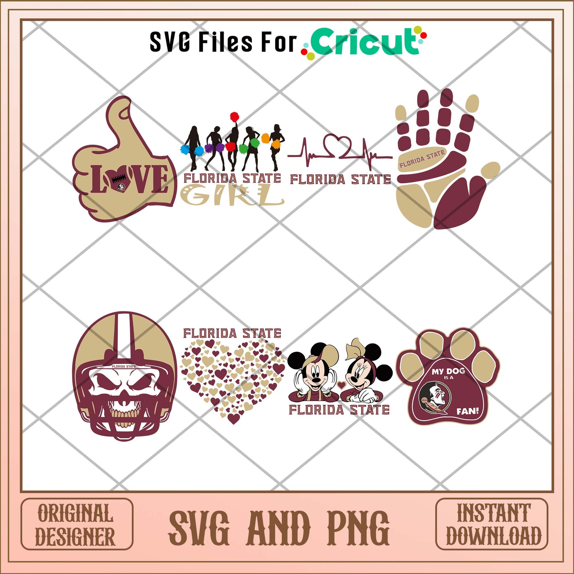 Florida State seminoles heart svg, Florida seminoles svg bundle, NCAA svg