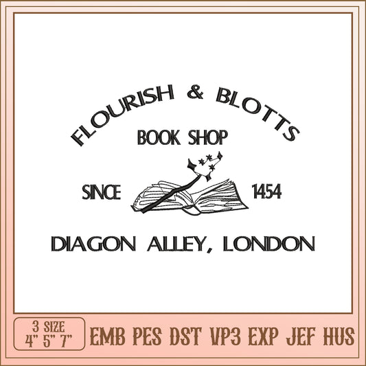 Flourish & Blotts Embroidery Design
