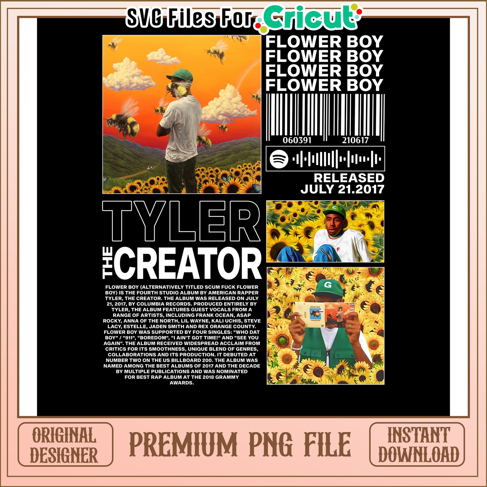 Flower Boy PNG Design for Cricut, Premium Instant Download File