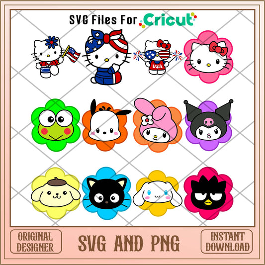 Flower Sanrio Characters svg Bundle