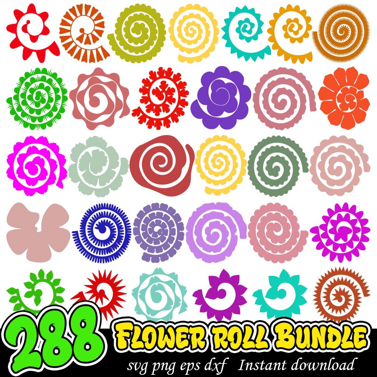 Flower Roll Bundle, Flower art svg bundle