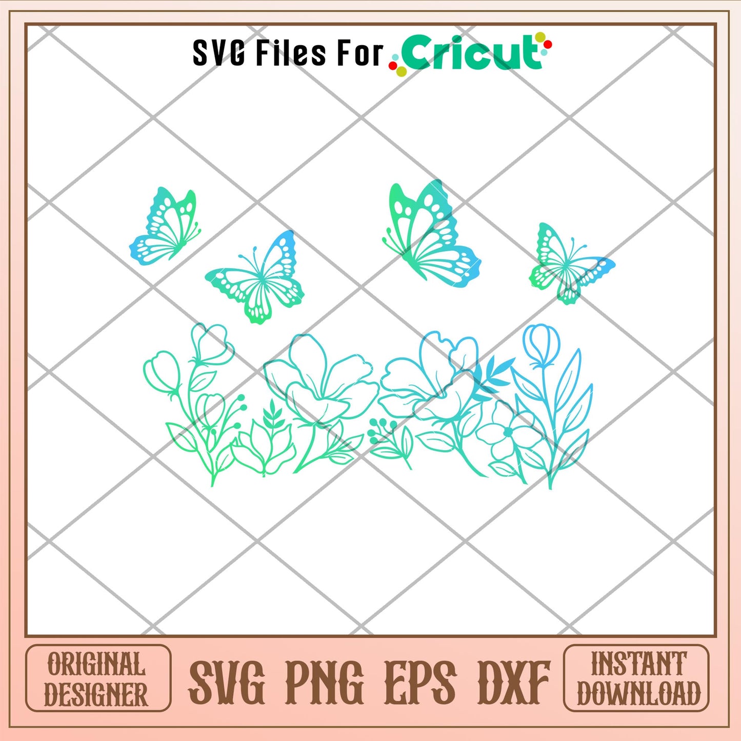 Flowers And Butterflies Full Wrap, Flowers And Butterflies Full Wrap Svg