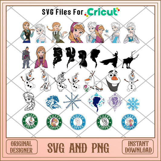 Frozen characters and symbol svg bundle