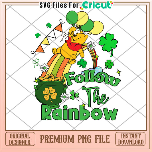 Follow the Rainbow Cute Winnie the Pooh PNG File Download