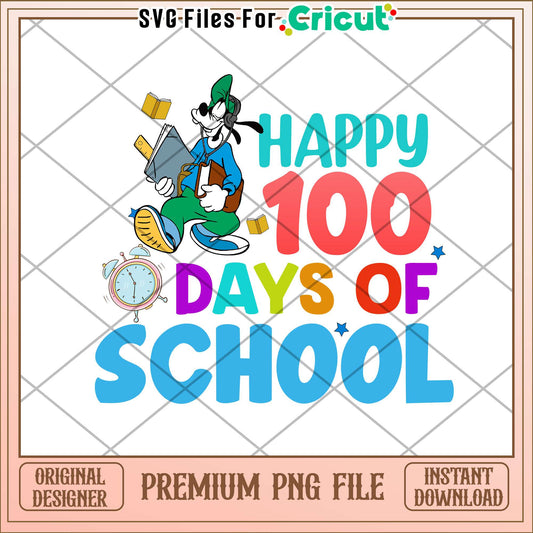 Font design happy 100 days of school png, Goofy dog png