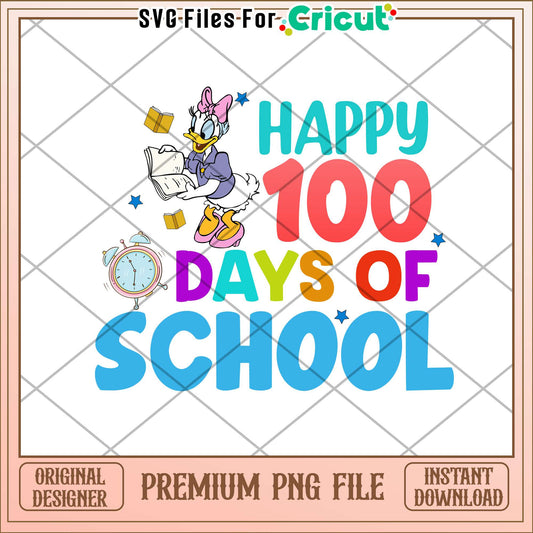 Font design happy 100 days of school png, daisy duck png