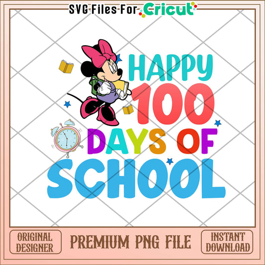 Font design happy 100 days of school png, minnie mouse png