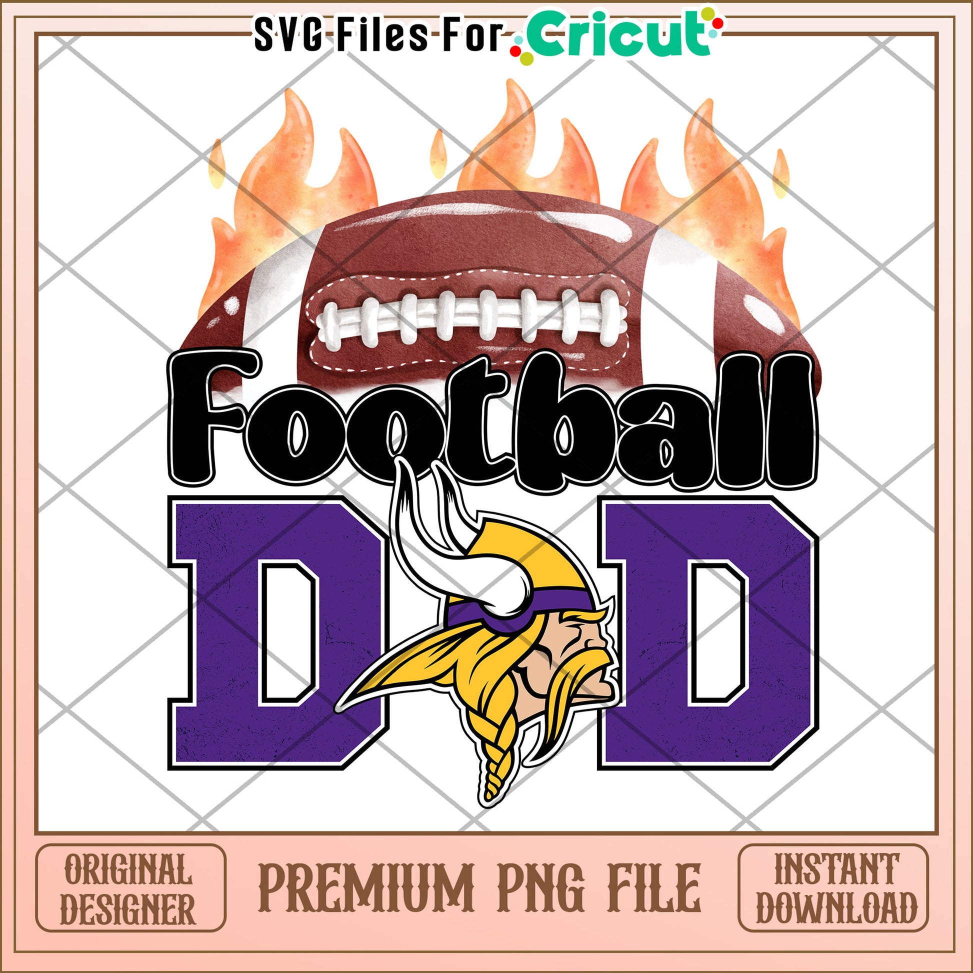Football Dad Design with Flames, Perfect for Sporty Apparel and Crafts