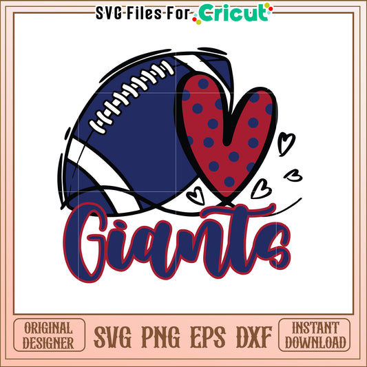 Football Heart Giants SVG Design for Fans