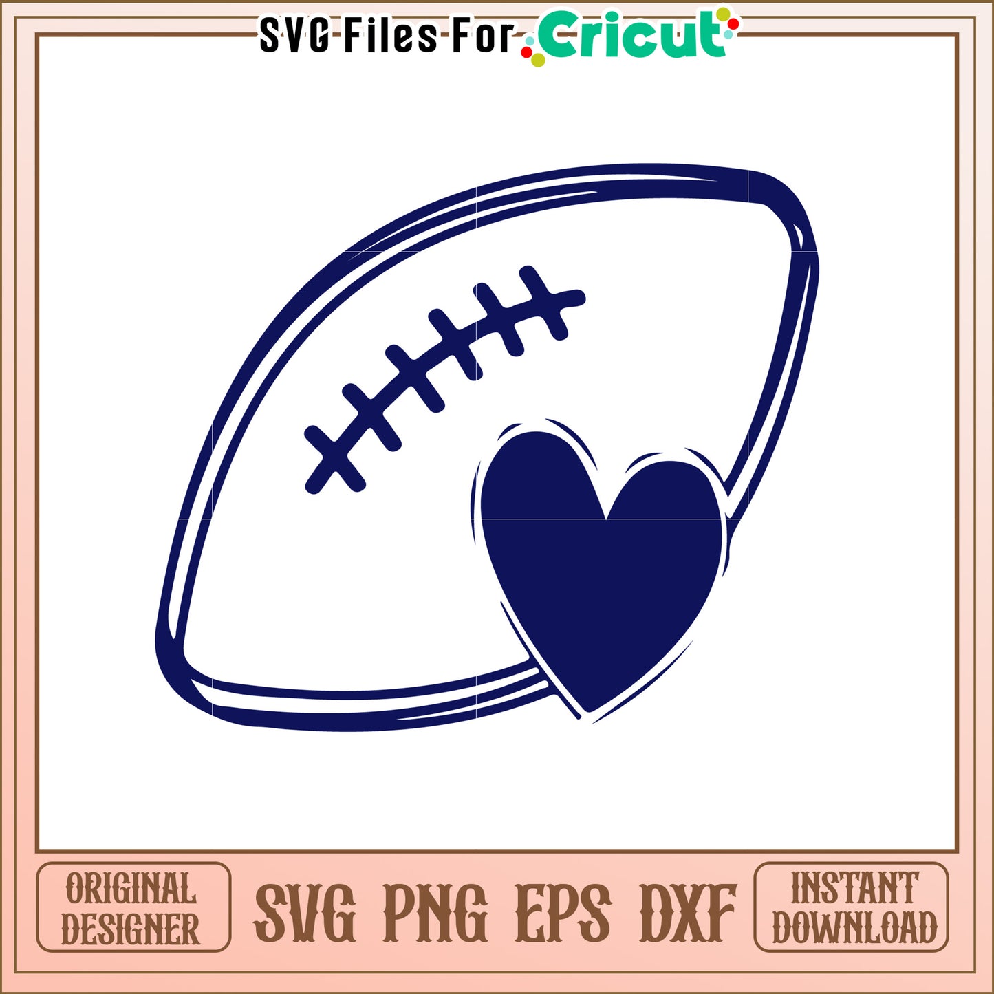 Football Heart SVG Design for Sports Lovers 2023