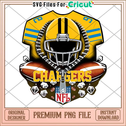 Football Helmet Design for Chargers Team, High Quality PNG File