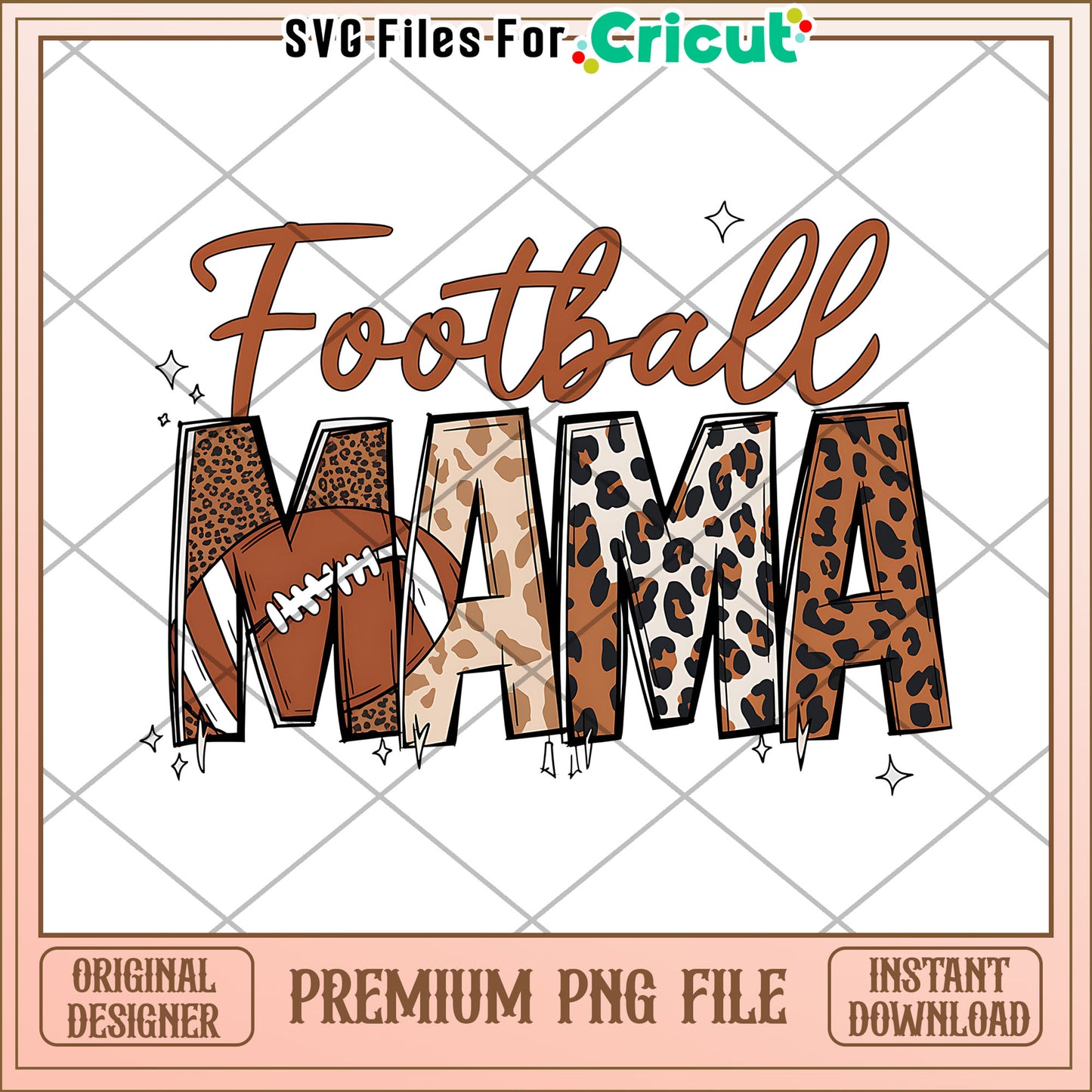 Football Mama PNG Design - Leopard Print