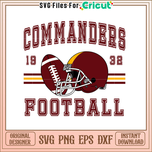 Football SVG Design for Commanders Fans 1932