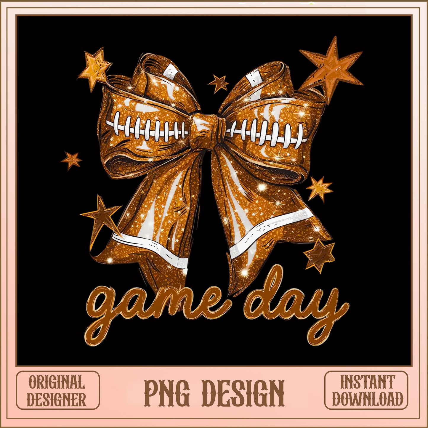 Football Game Day Bow PNG, Coquette Football PNG, Game Day PNG