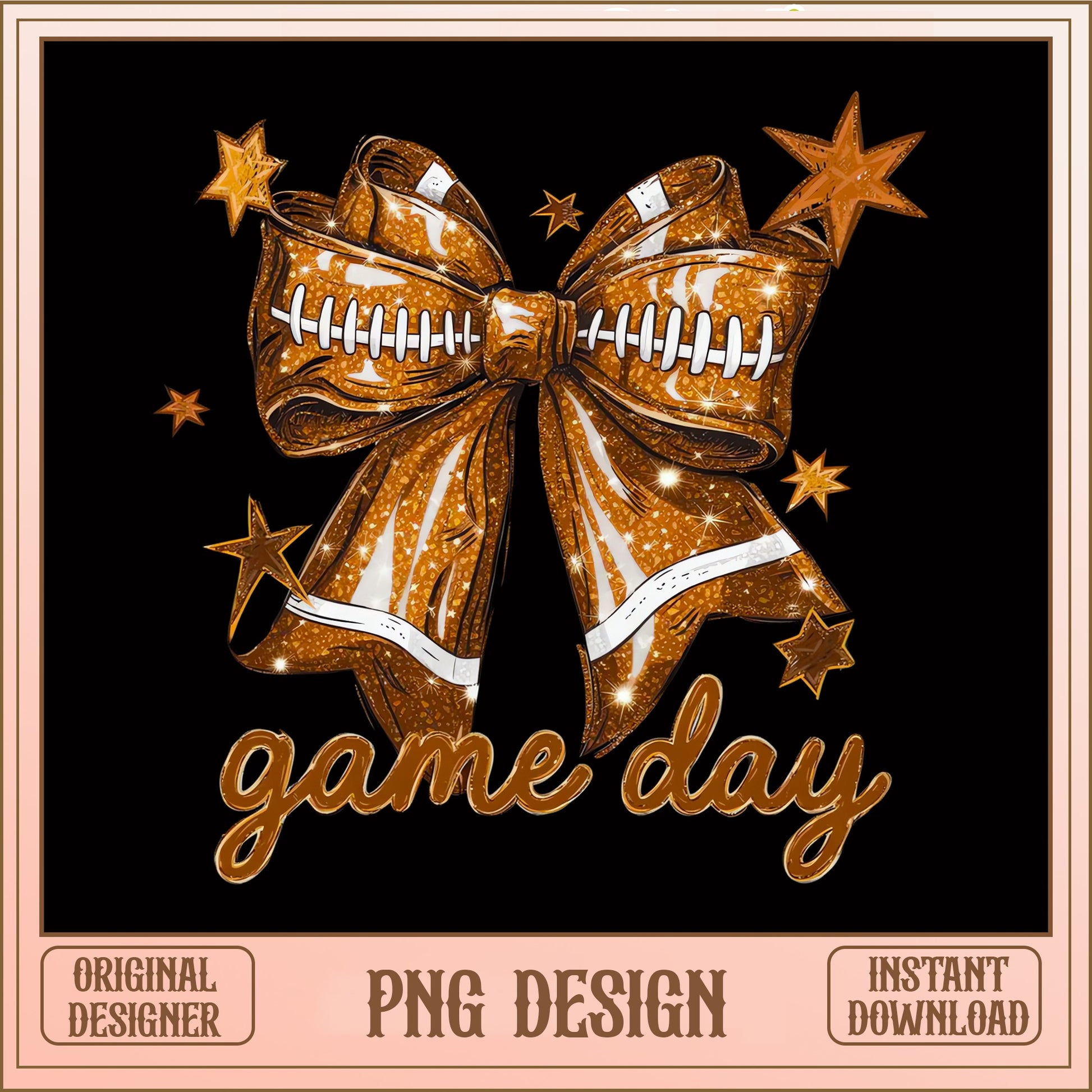 Football Game Day Bow PNG, Coquette Football PNG, Game Day PNG