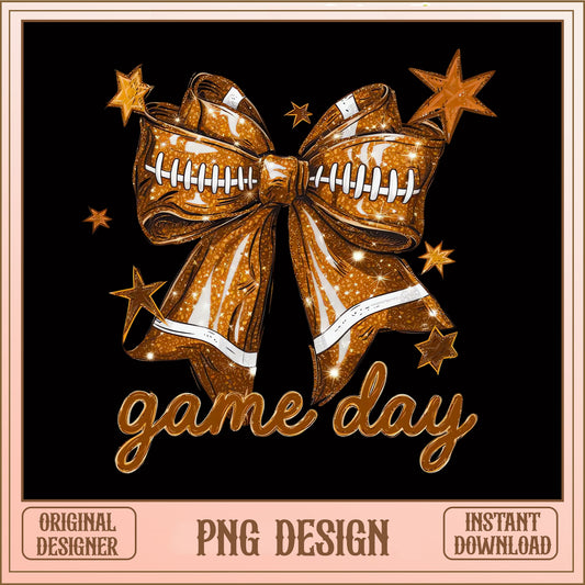 Football Game Day Bow PNG, Coquette Football PNG, Game Day PNG