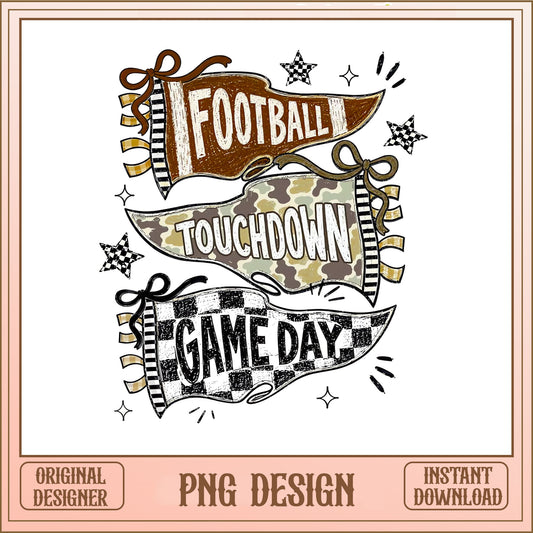 Football Game Day Pennant PNG, Touchdown PNG, Football PNG