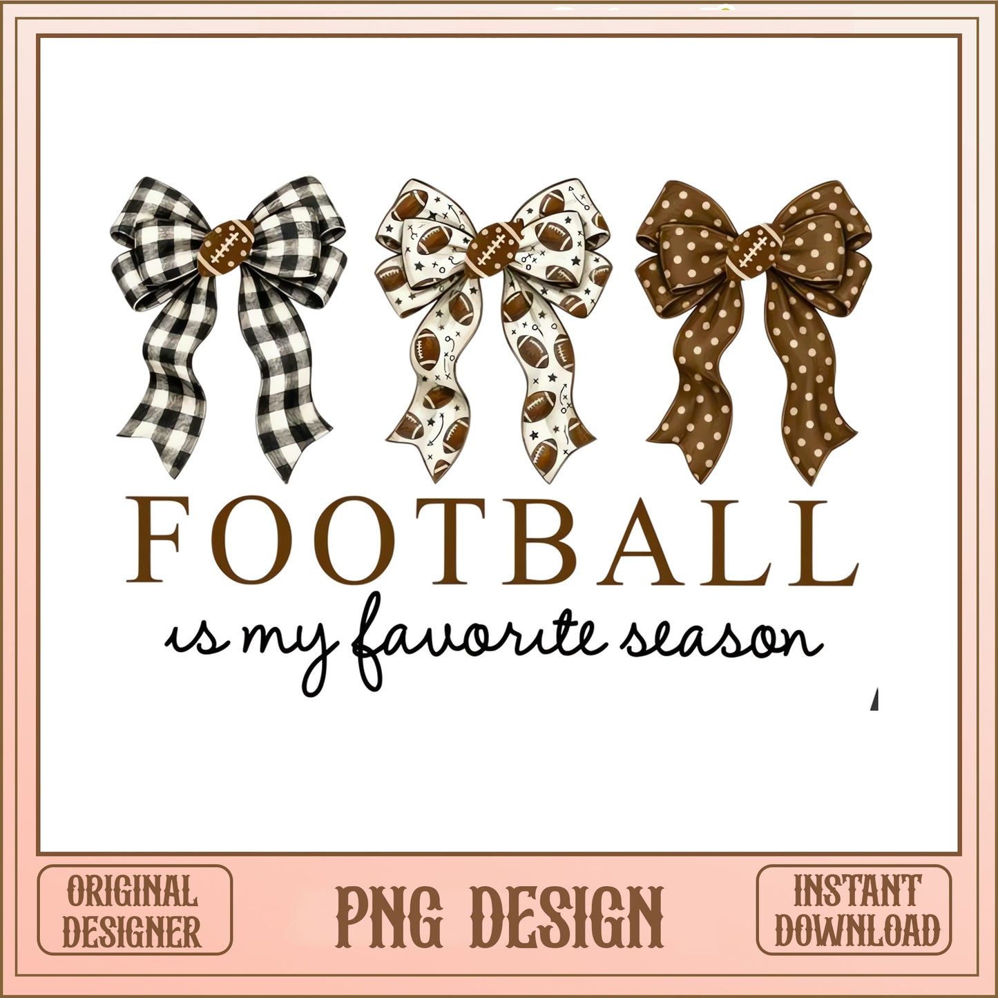 Football Is My Favorite Season PNG, Football Bow PNG, Game Day PNG