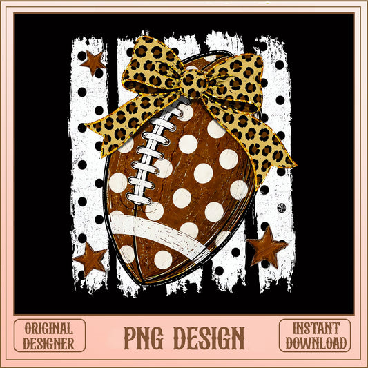 Football Leopard Bow PNG Sublimation, Game Day PNG, Football Mom PNG