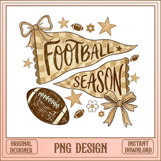Football Season Pennant PNG, Coquette Bow Football PNG, Game Day PNG