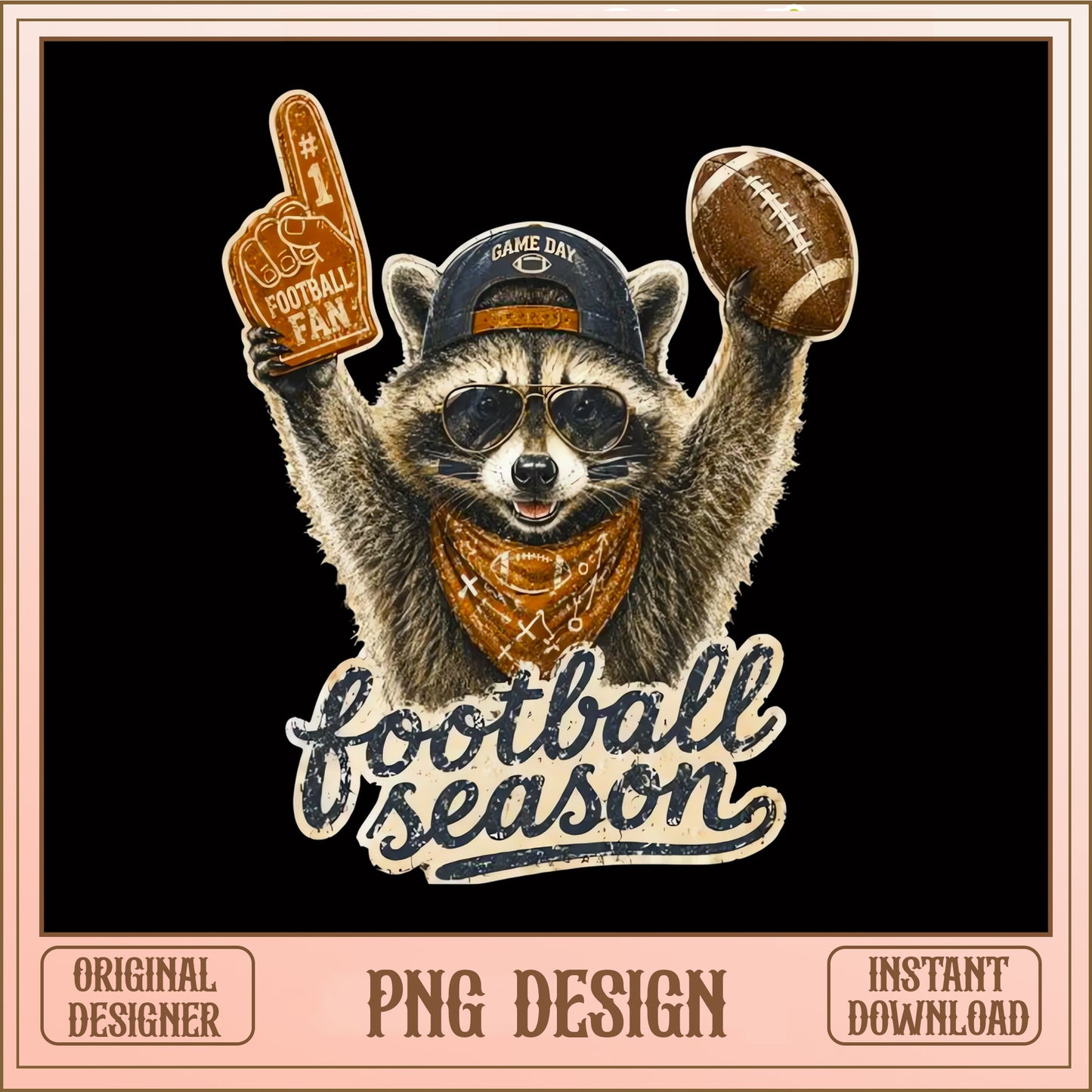 Football Season Raccoon PNG, Game Day Fan PNG, Funny Animal PNG
