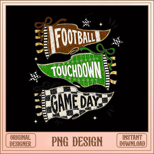Football Touchdown Game Day Pennant PNG, Football PNG, Game Day PNG