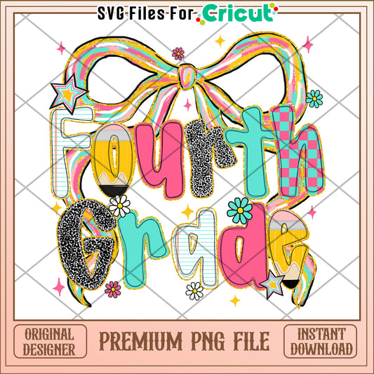 Fourth grade back to school png, cute design png, back to school time​ png