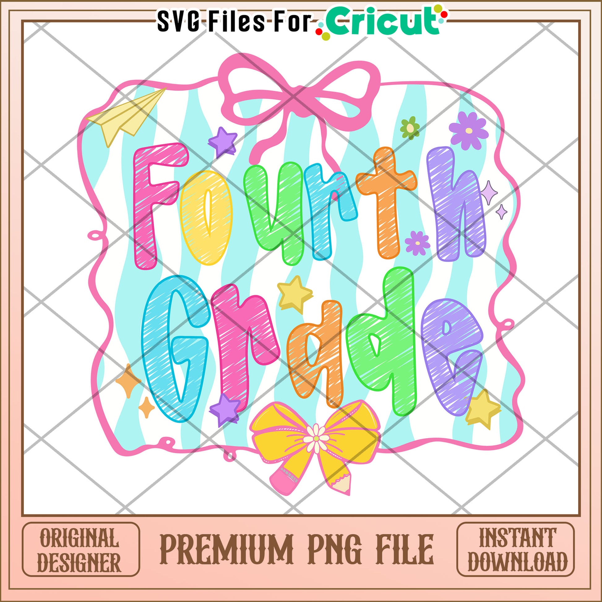 Fourth grade school design png, back to school quote png, cute student png