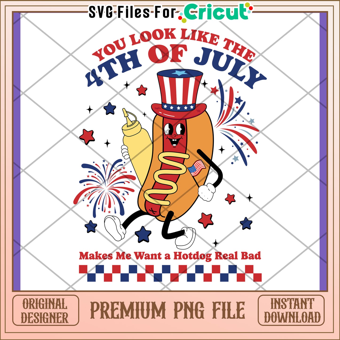 Fourth of July Hotdog PNG Design for Celebrations