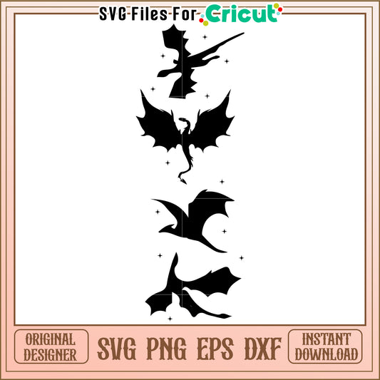 Fourth wing dragons svg, basgiath war college svg, romantasy dragon svg