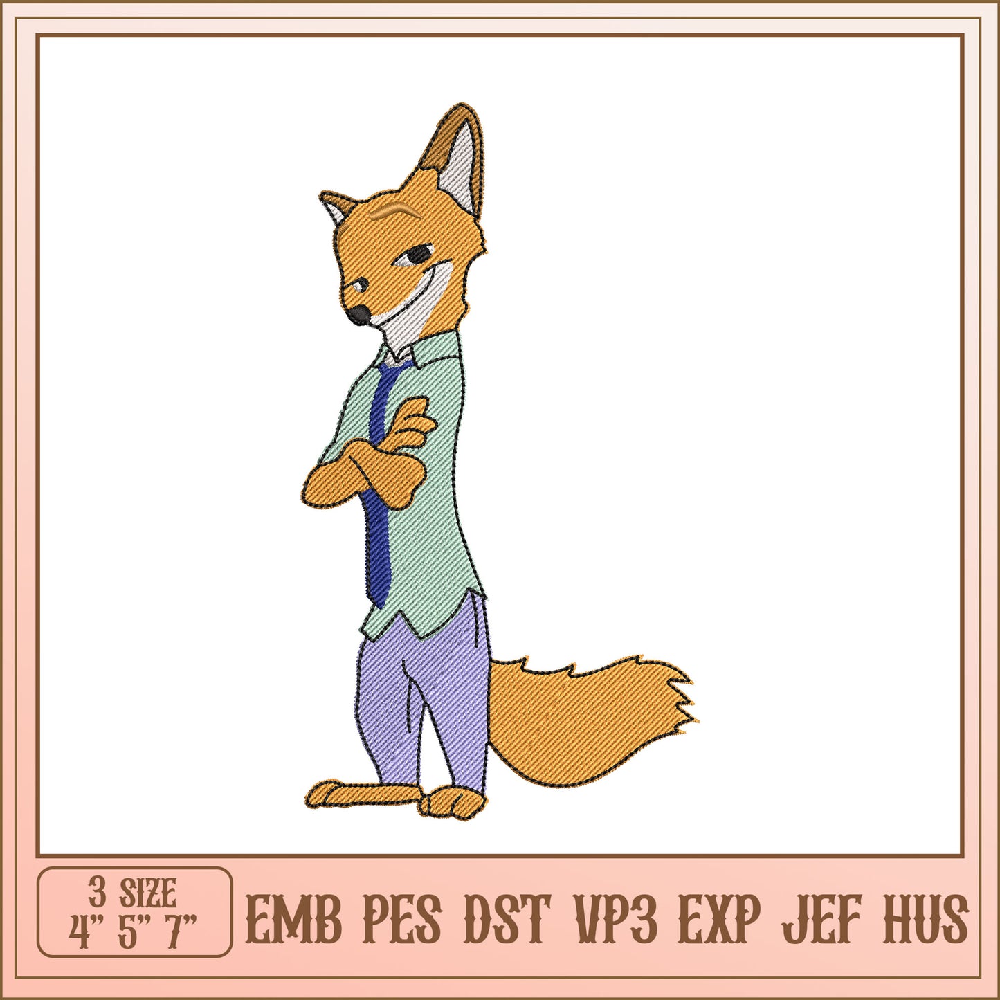 Fox Embroidery Design 3 Sizes EMB PES DST