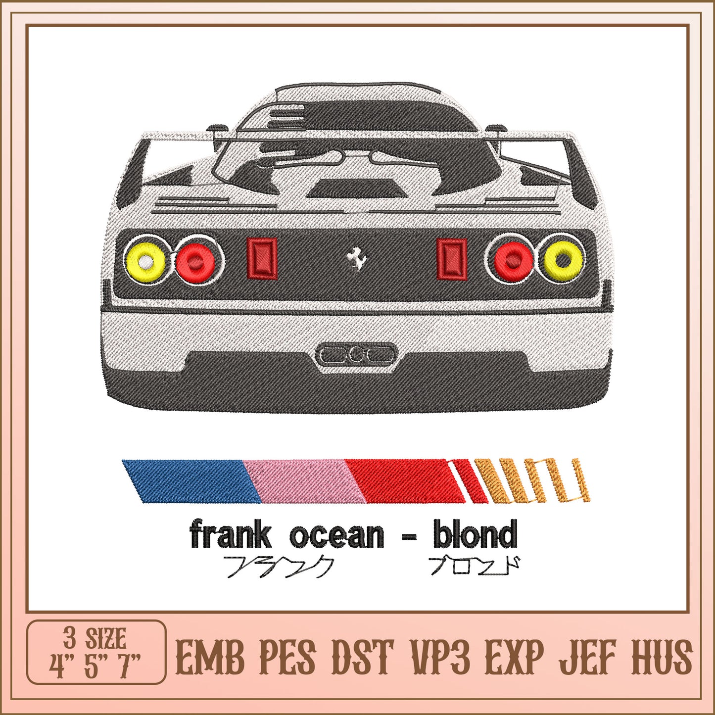 Frank Ocean Blond Ferrari Embroidery Design