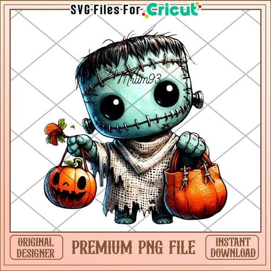 Frankenstain chibi png, halloween​ png, halloween cartoons​ png