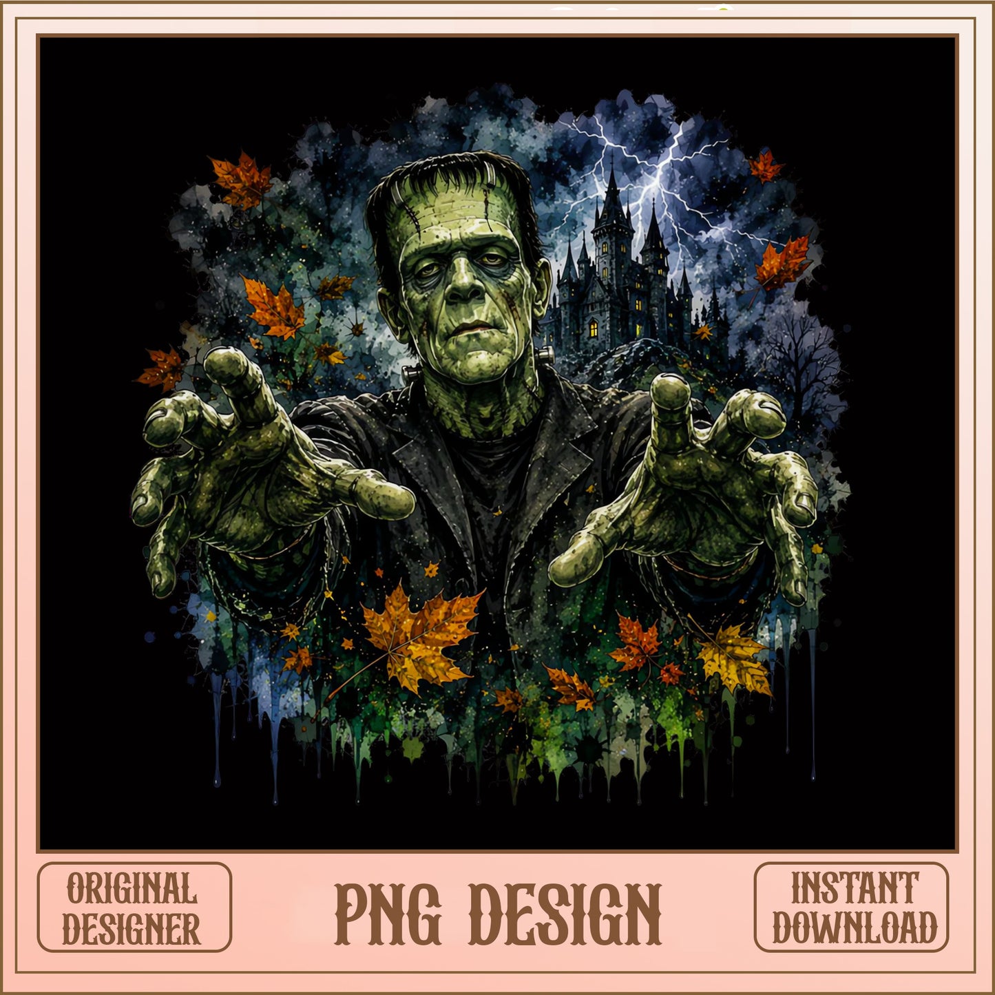 Frankenstein Halloween PNG, Horror Monster PNG, Spooky Fall PNG