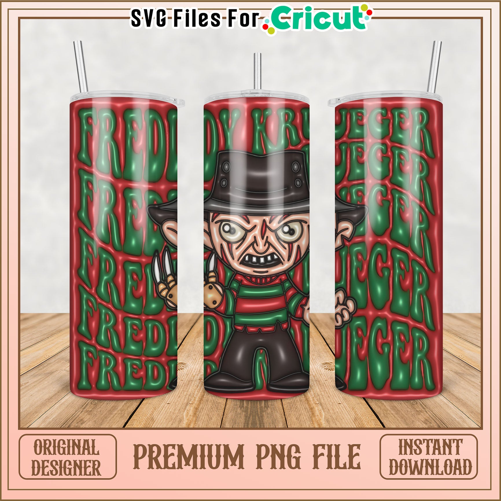 Freddy Krueger Christmas Tumbler PNG