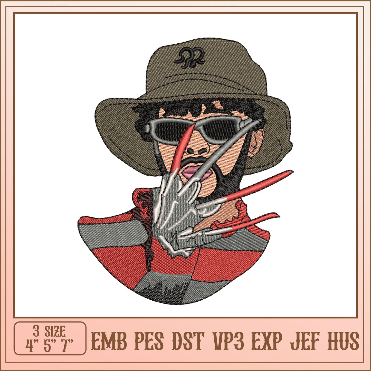 Freddy Krueger Embroidery Design - 3 Sizes