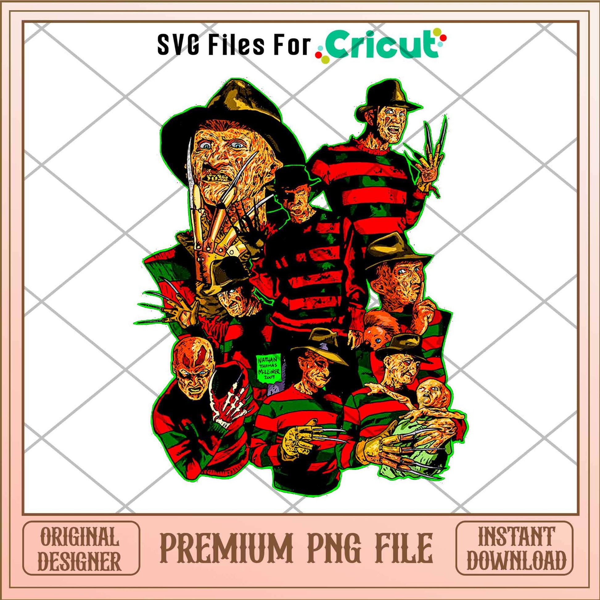 Freddy Krueger Horror png, Horror characters png, Digital Download