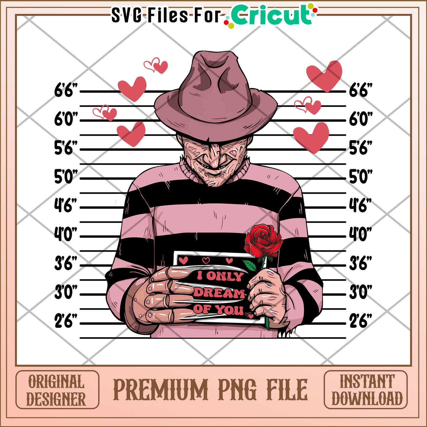 Freddy Krueger Valentine PNG Cricut