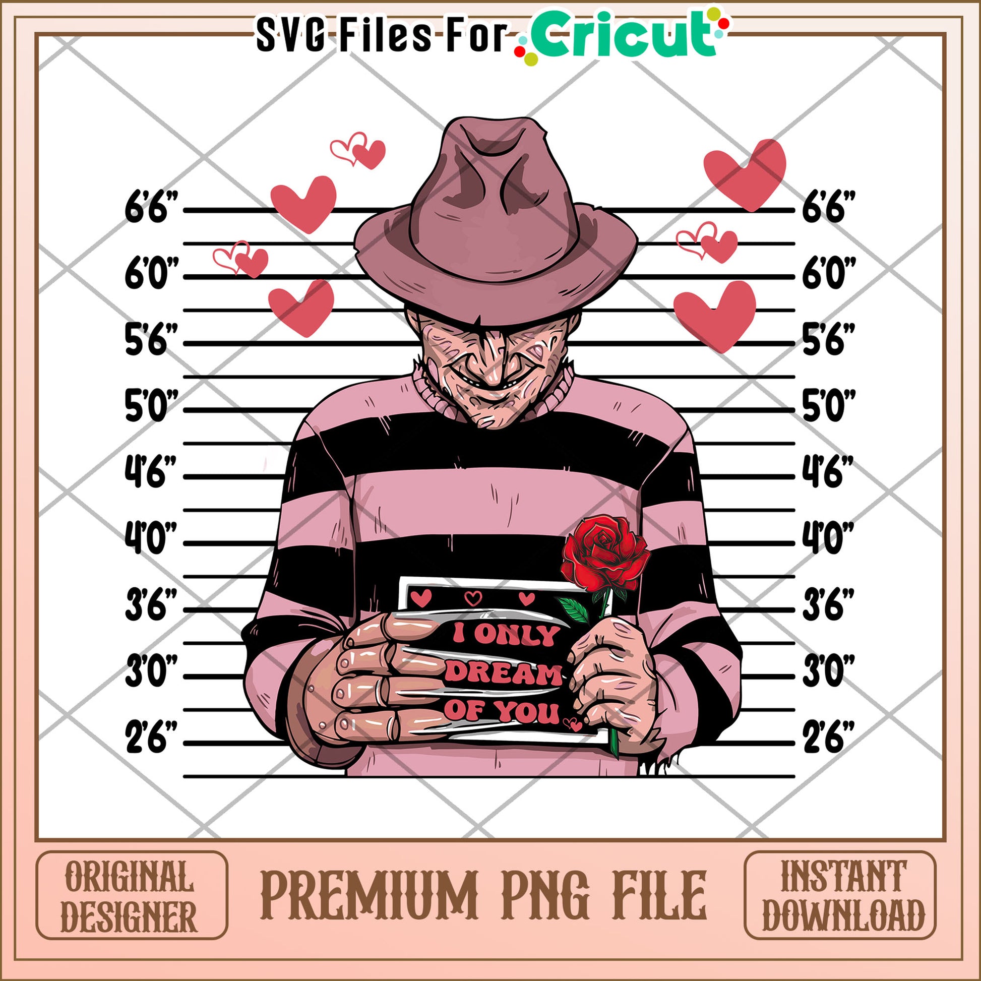 Freddy Krueger Valentine PNG Cricut